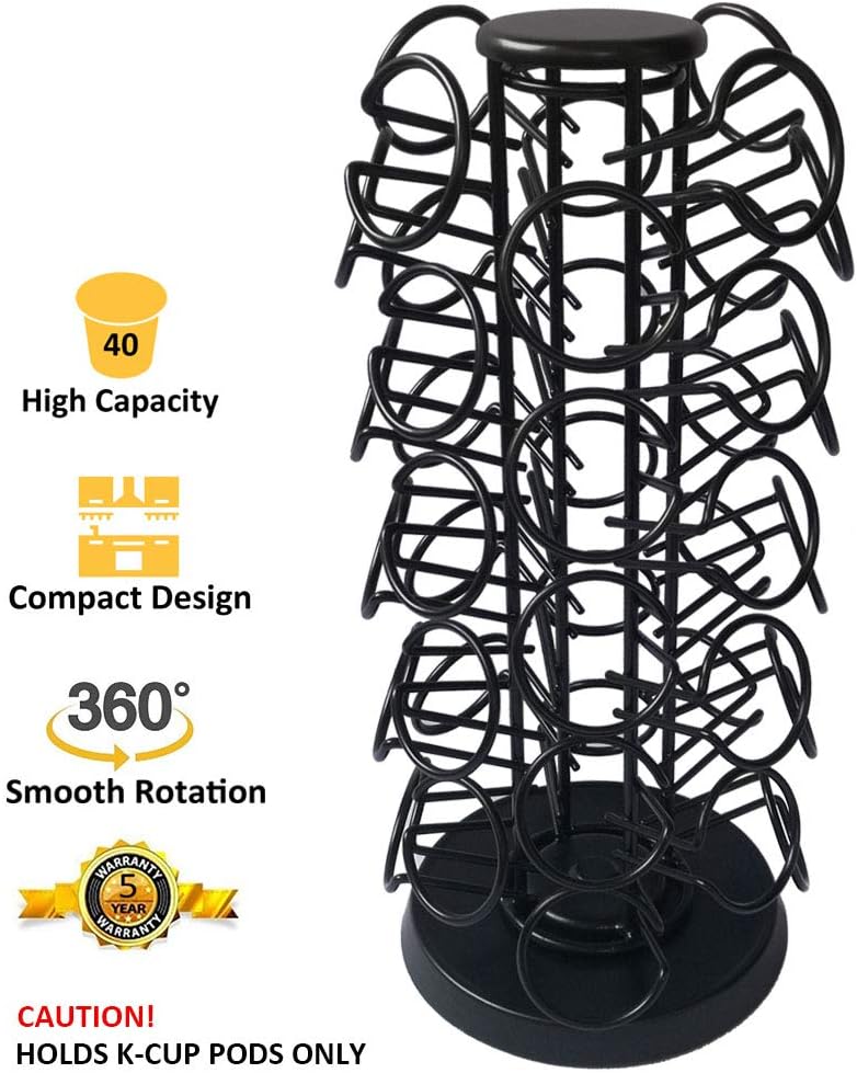 K-Cup Holder Carousel, 40 Pod Capacity, No Assembly, Black