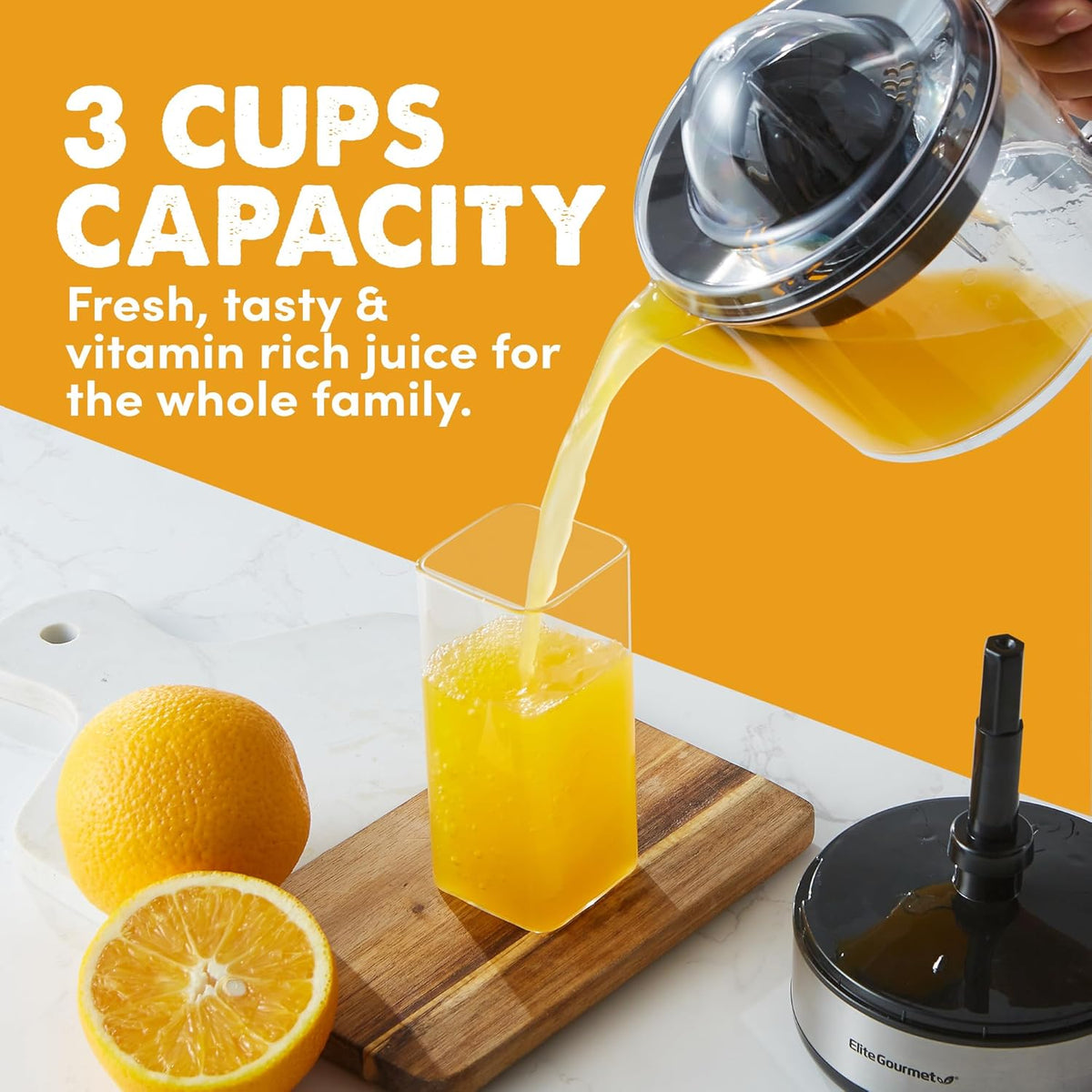 Elite Gourmet 24oz Electric Citrus Juicer, BPA-Free