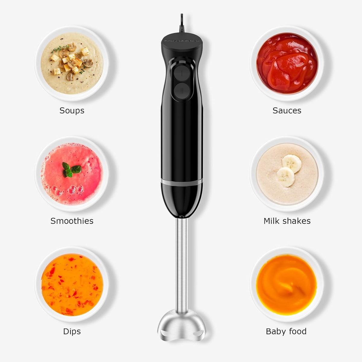 Bonsenkitchen Hand Blender – 2-Speed Immersion Stick Mixer
