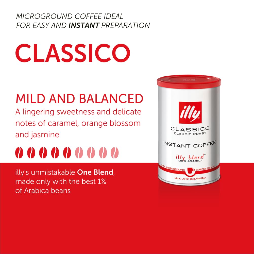 illy Instant Coffee 3.3 oz – Classico Medium Roast, 100% Arabica