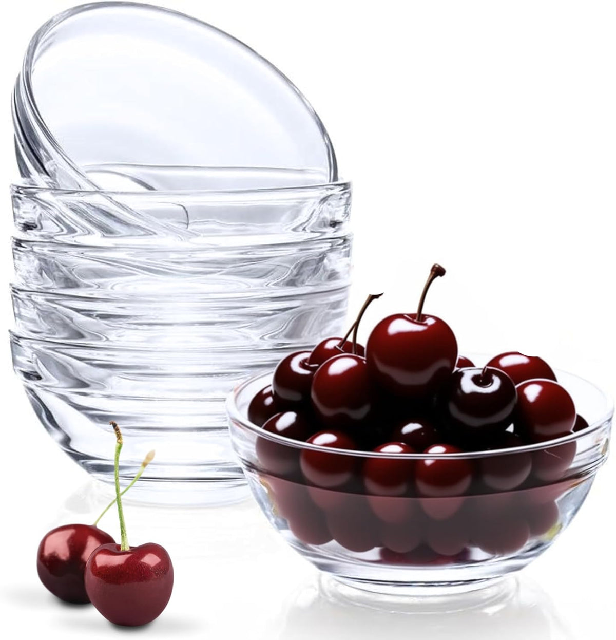 4 oz Glass Cooking Bowls – Set of 6, Stackable & Microwave Safe