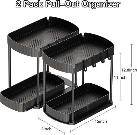 2-Pack Under Sink Organizers – 12.8", Black
