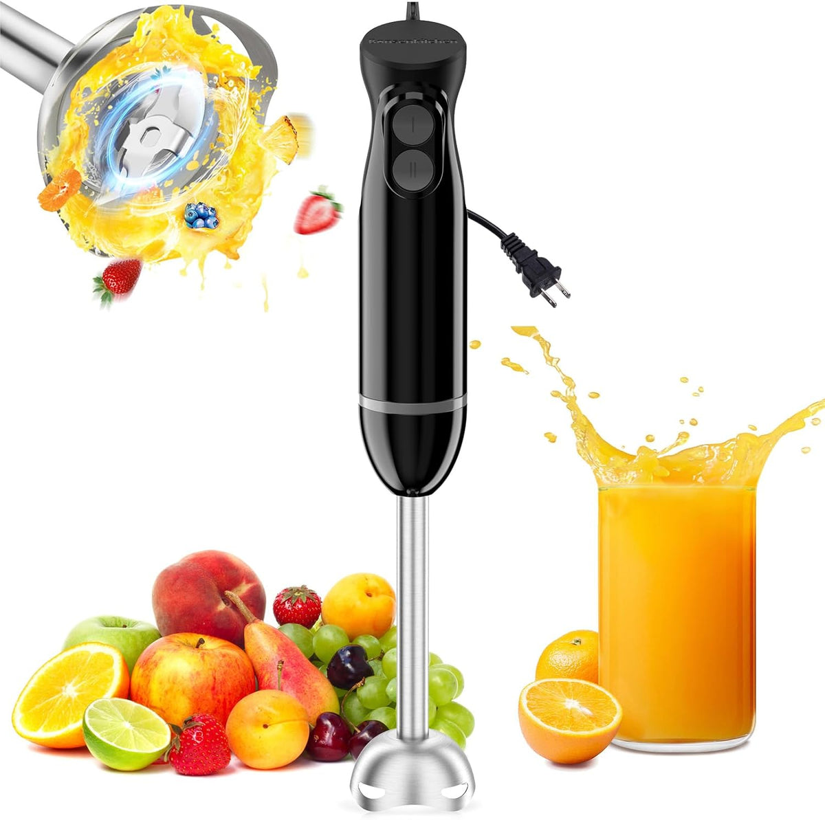 Bonsenkitchen Hand Blender – 2-Speed Immersion Stick Mixer